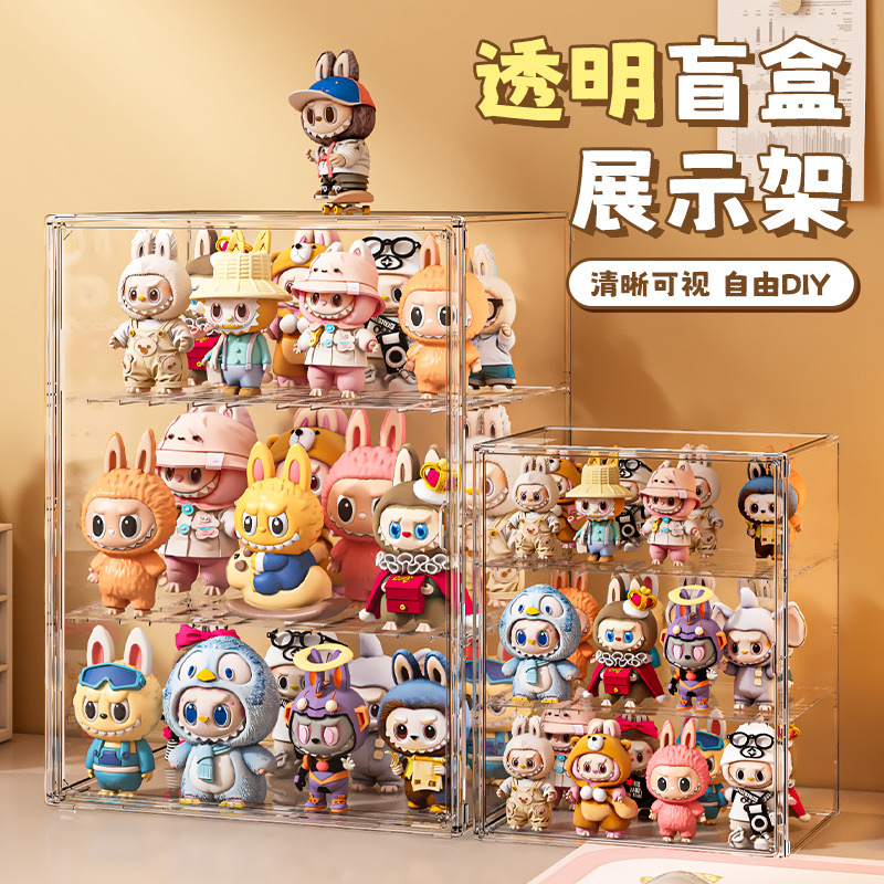 뚜껑이있는 아크릴 보관함 투명 손 인형 랜덤박스 손 인형 디스플레이 캐비닛 먼지 선반 인형 디스플레이 상자