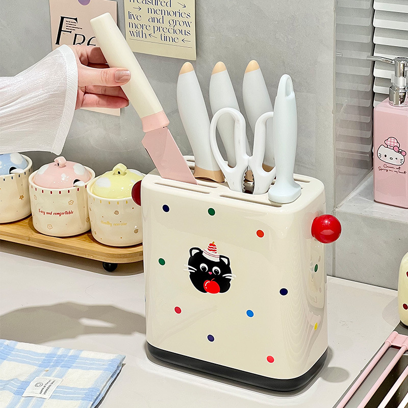 새로운 도파민 나이프 랙 가정용 나이프 젓가락 통합 보관 랙 주방 조리대 정리 선반 만화 선반