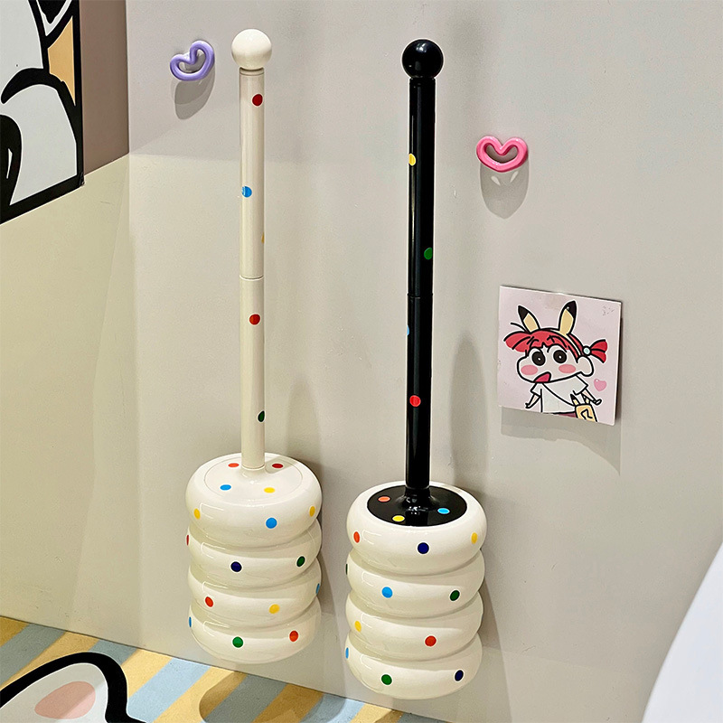 벽걸이 형 폴카 도트 화장실 브러시 막 다른 골목 가정용 욕실 청소 브러시 탈지 세트 바닥 모델 화장실 브러시