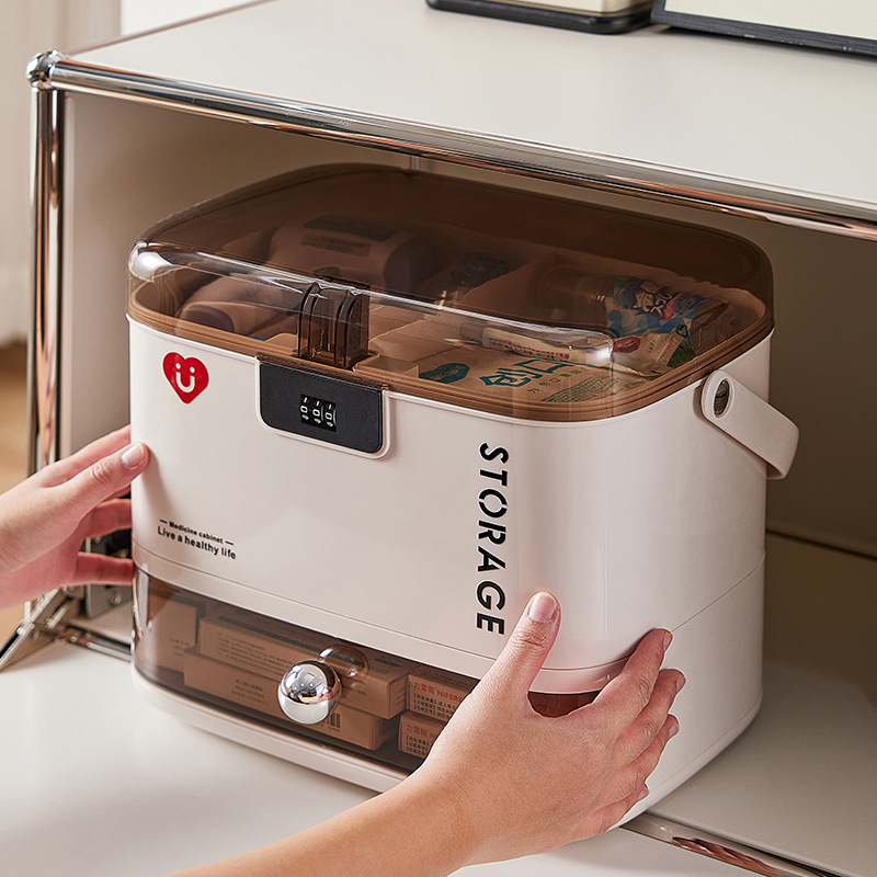 가정용 잠금장치가 있는 약품 보관함 다기능 대용량 서랍형 약품 보관함 침실용 약품 보관함
