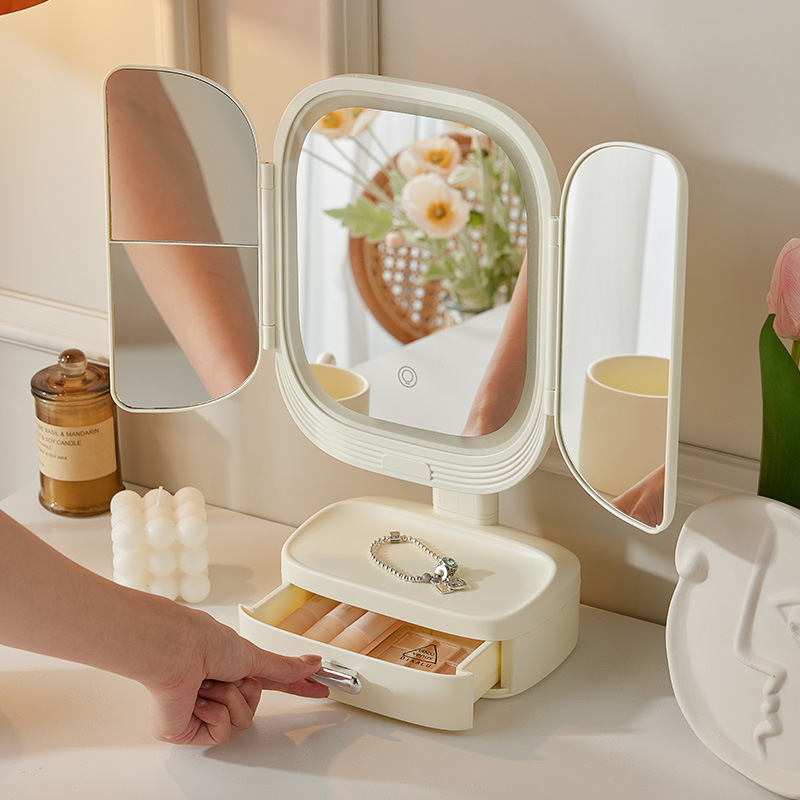 데스크탑 화장 거울, 화장대, 휴대용 조명, 학생 기숙사 침실, 가정용 다기능 미용 거울