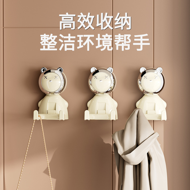 만화 곰 후크, 펀치 없음, 강력한 내하중, 걸이형 종이 타월, 얼굴 수건, 종이 티슈 접착 후크, 문 뒤에 흔적 없는 후크